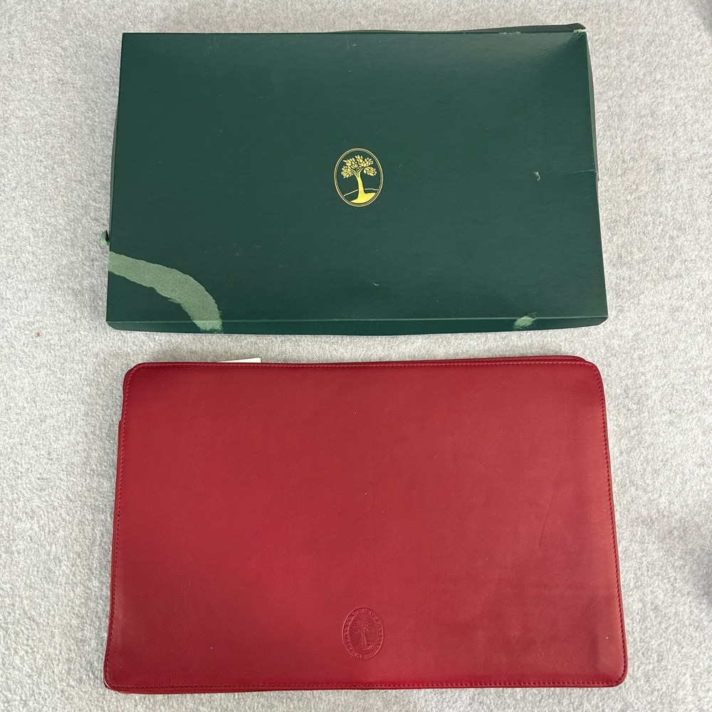 DLN Monogram Levenger Leather Document Envelope Red Legal Size Sleeve Office